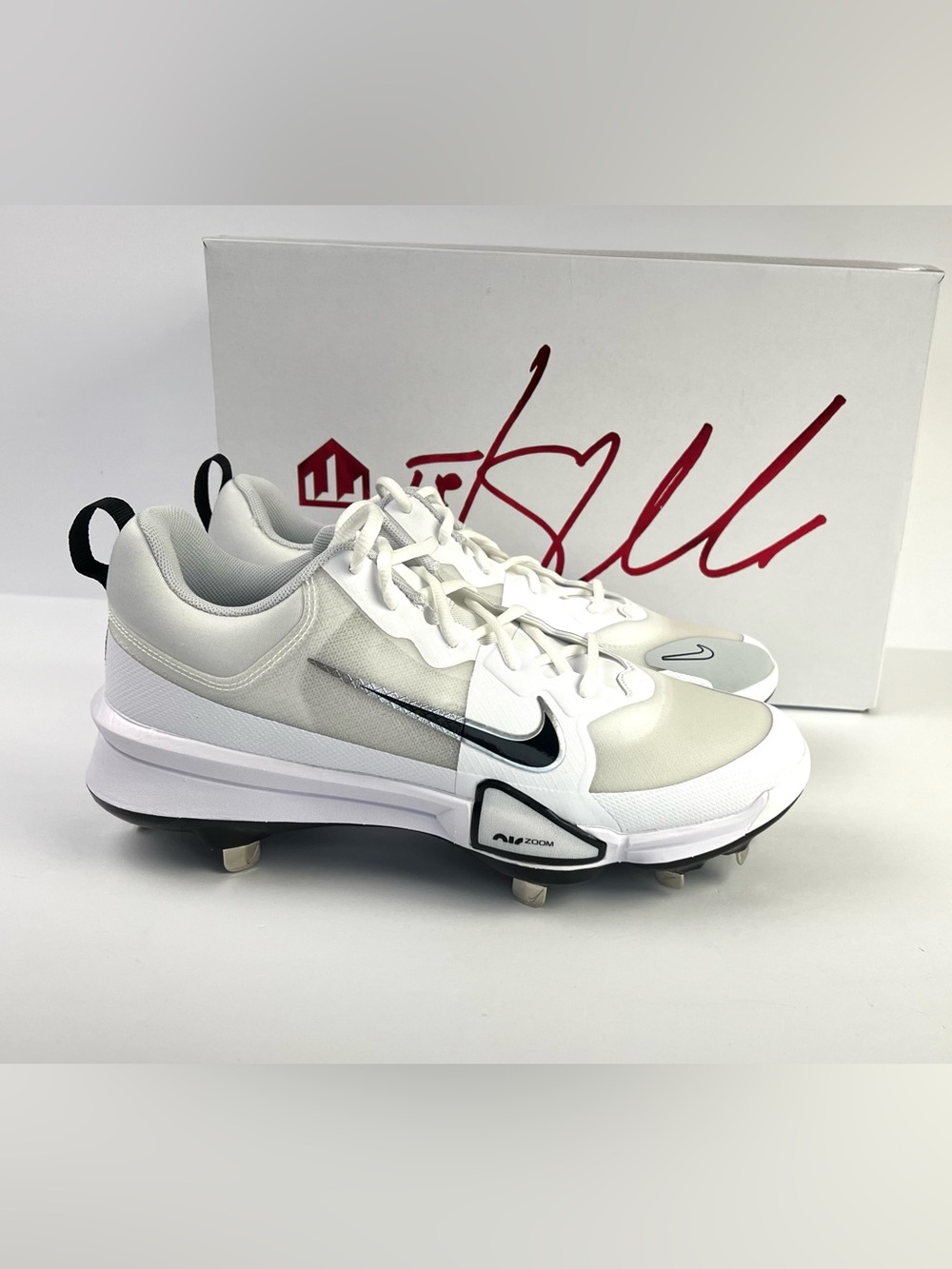 Nike Force Zoom Trout 9 Pro Metal Baseball Cleats Mens Size 9.5 White FB2907-102